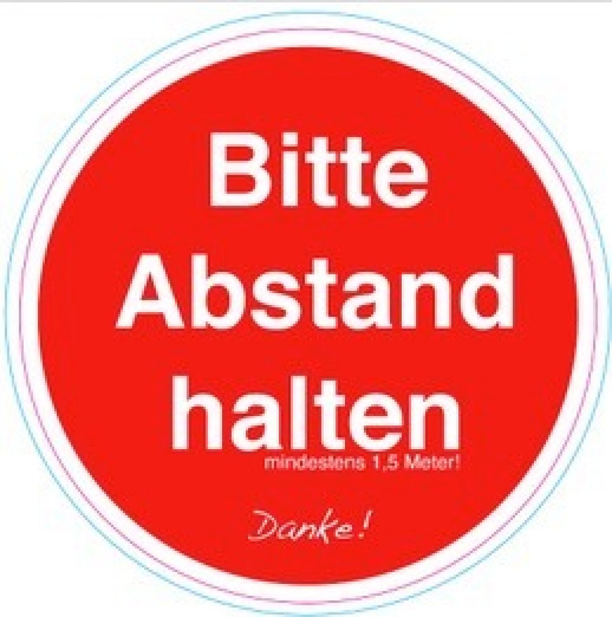 Aufkleber Hinweis Schild Warnaufkleber "Bitte Abstand halten" Folie Ø20cm rot