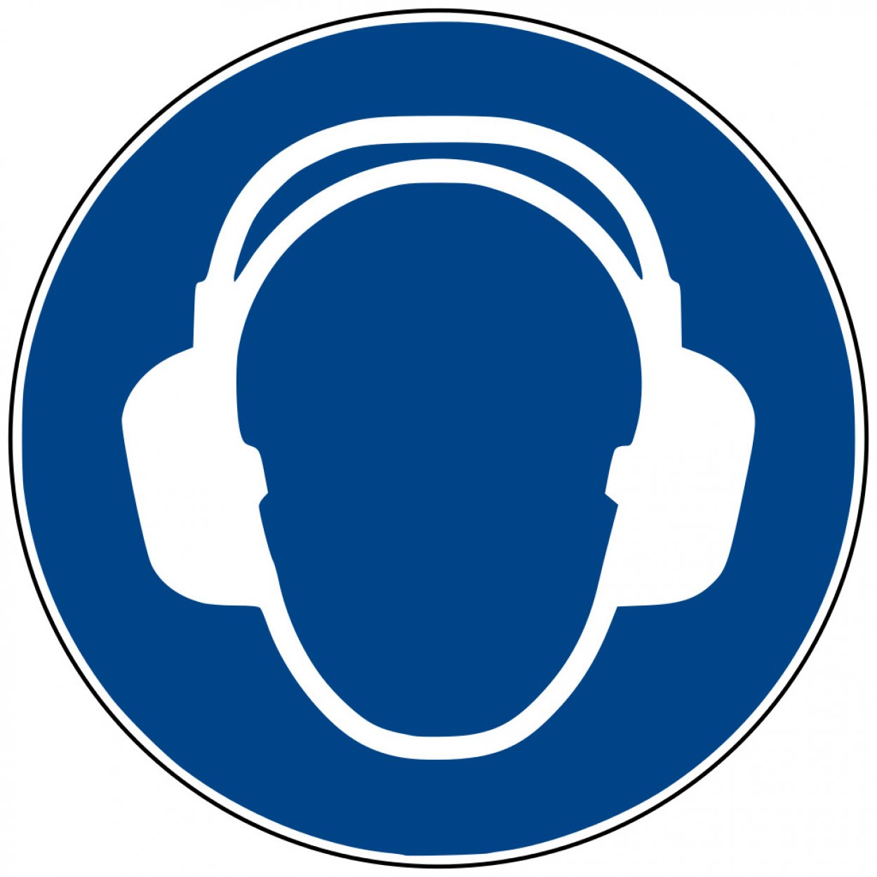 Aufkleber Gebotsschild Zeichen "Gehörschutz benutzen"Folie ISO 7010 Ø5-30cm blau