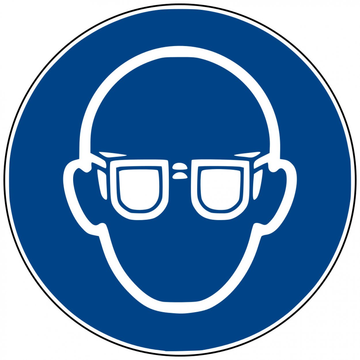 Aufkleber Gebotsschild Zeichen "Augenschutz benutzen"Folie ISO 7010 Ø5-30cm blau