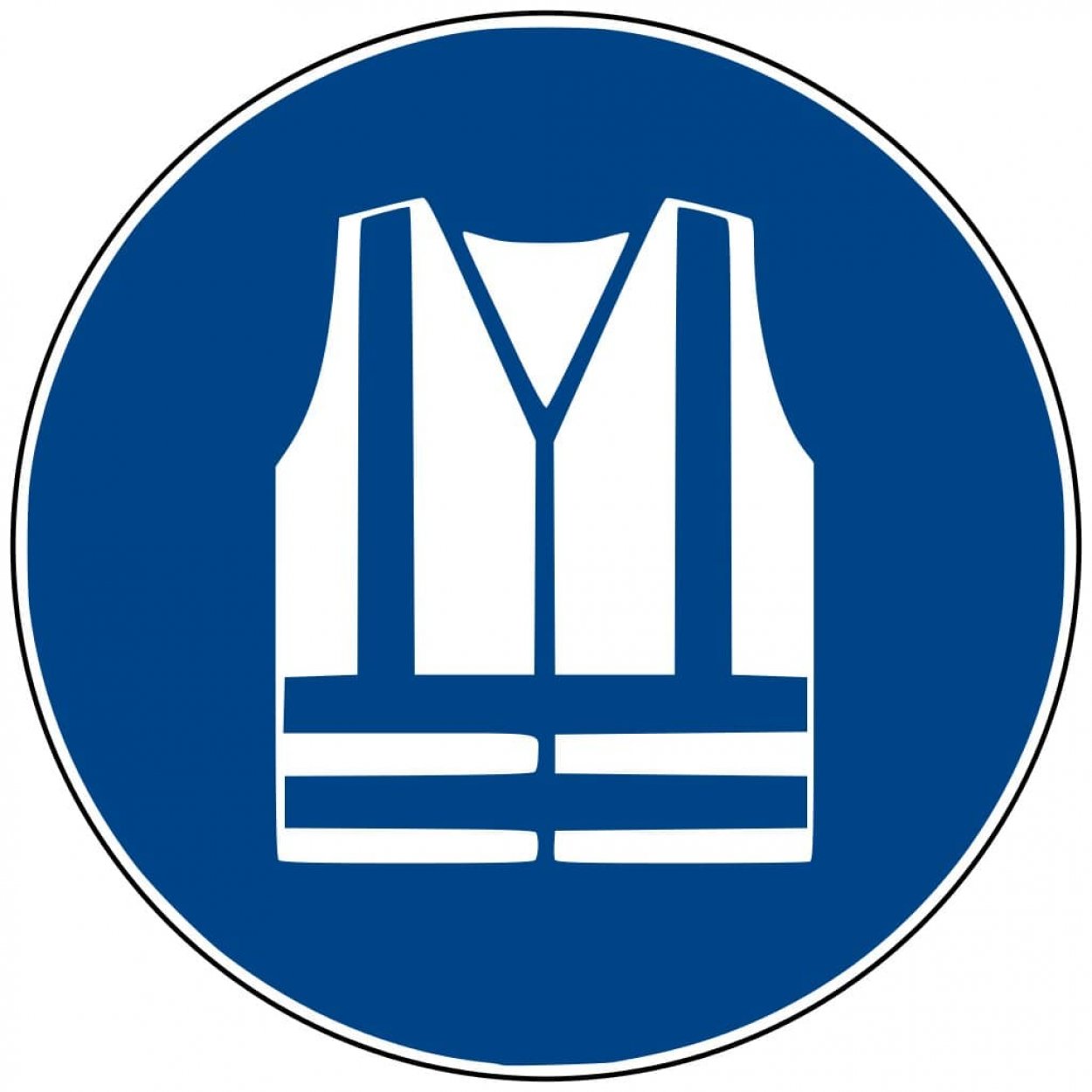 Aufkleber Gebotsschild Zeichen "Warnweste benutzen" Folie ISO 7010 Ø5-30cm blau