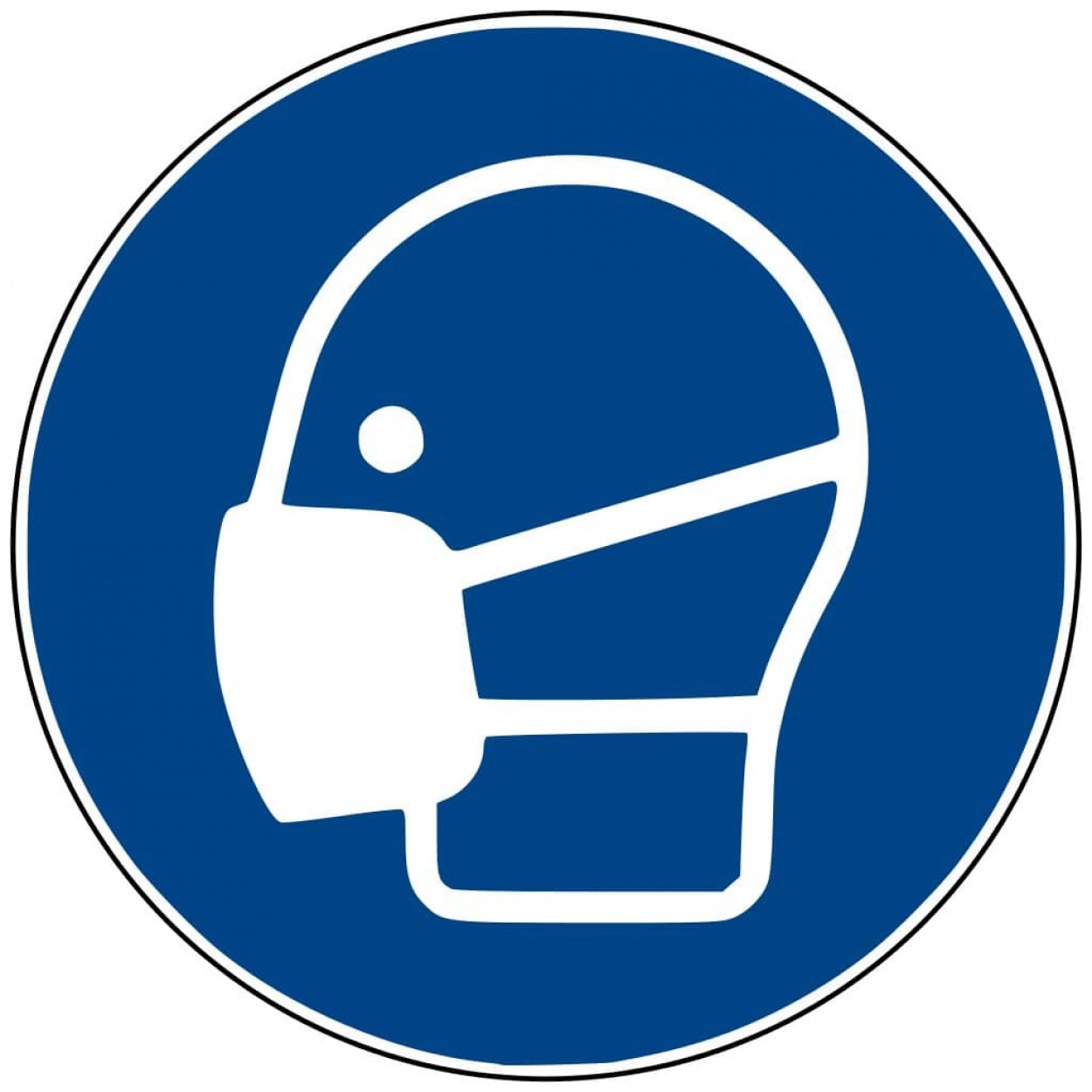 Aufkleber Gebotsschild Zeichen "Maske benutzen" Folie ISO 7010 Ø5-30cm blau