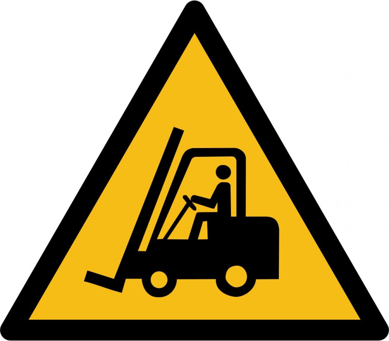 Aufkleber Warn Schild "Warnung vor Flurförderzeugen" Folie ISO 7010 5-30cm gelb