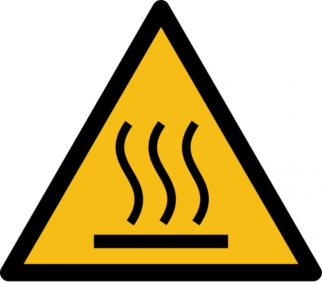 Aufkleber Warn Schild "Warnung vor heißer Oberfläche" Folie ISO 7010 5-30cm gelb