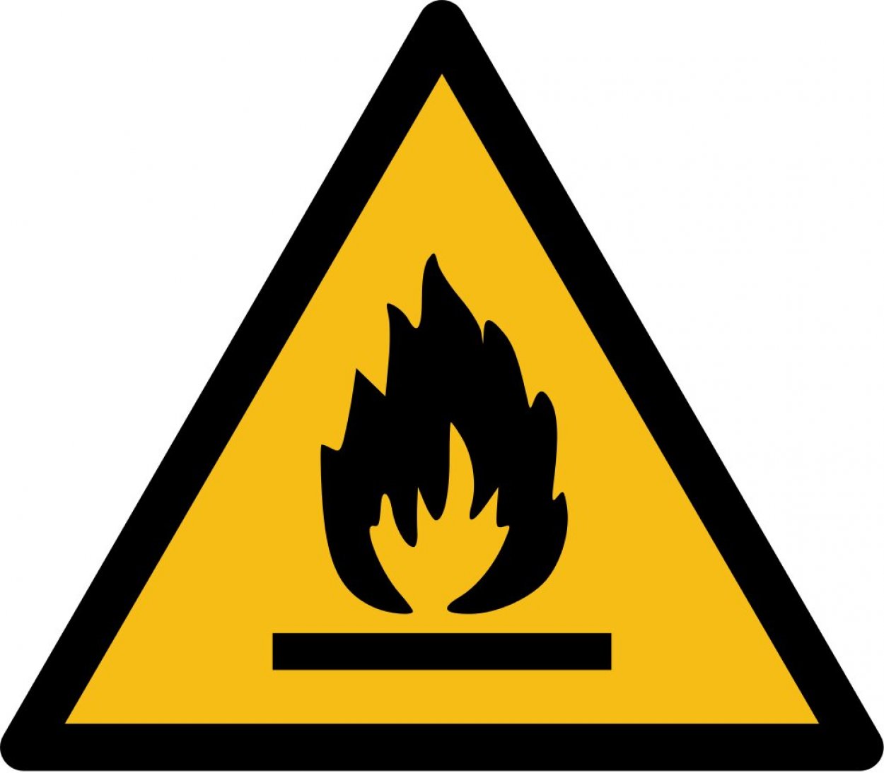Warnaufkleber "Warnung vor feuergefährlichen Stoffen" Folie ISO 7010 5-30cm gelb