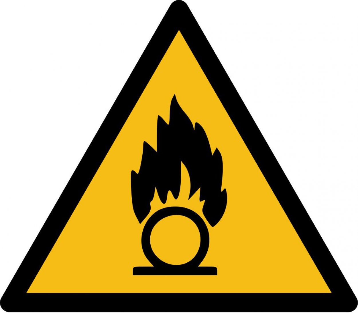 Warnaufkleber "Warnung vor brandfördernden Stoffen" Folie ISO 7010 5-30cm gelb