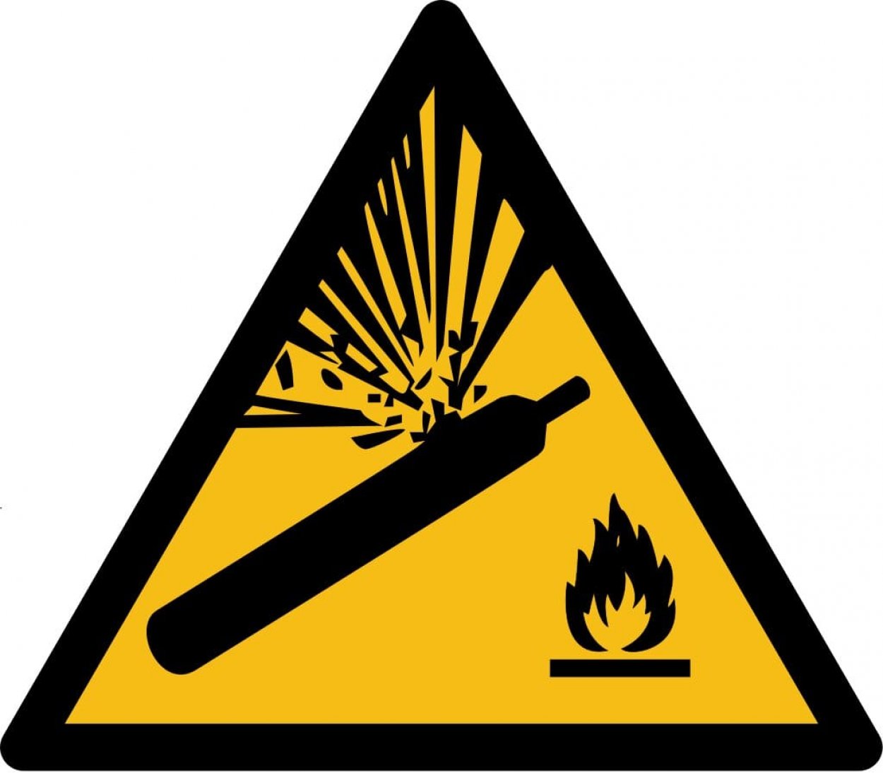 Warnaufkleber Warn Schild "Warnung vor Gasflaschen" Folie ISO 7010 5-30cm gelb