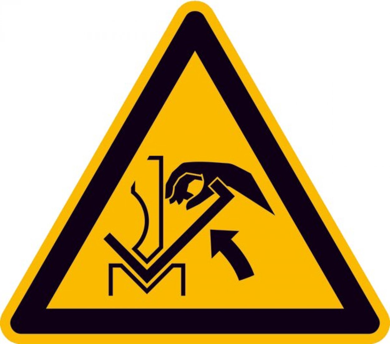 Warnaufkleber Schild "Warnung vor Handquetschung" Folie ISO 7010 5-30cm gelb