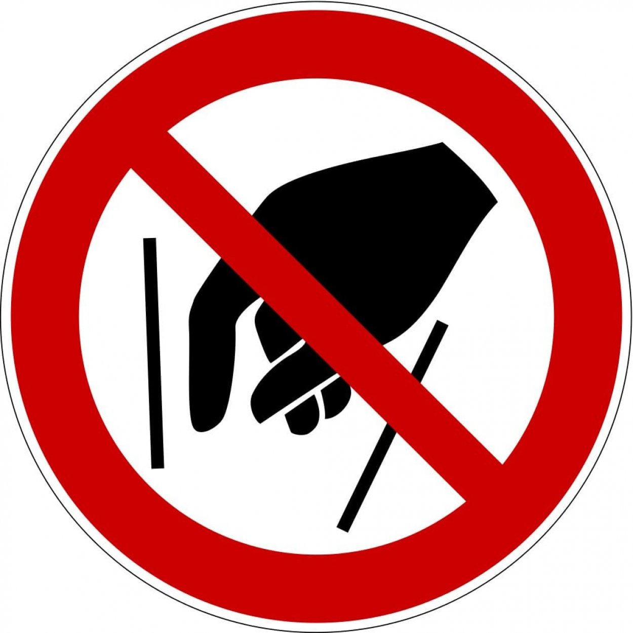 Aufkleber Verbotszeichen Schild"Hineinfassen verboten"Folie ISO 7010 Ø5-30cm rot