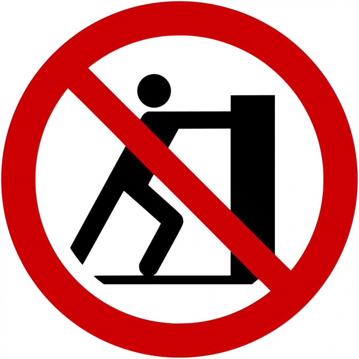 Aufkleber Verbotszeichen Schild "Schieben verboten" Folie ISO 7010 Ø5-30cm rot