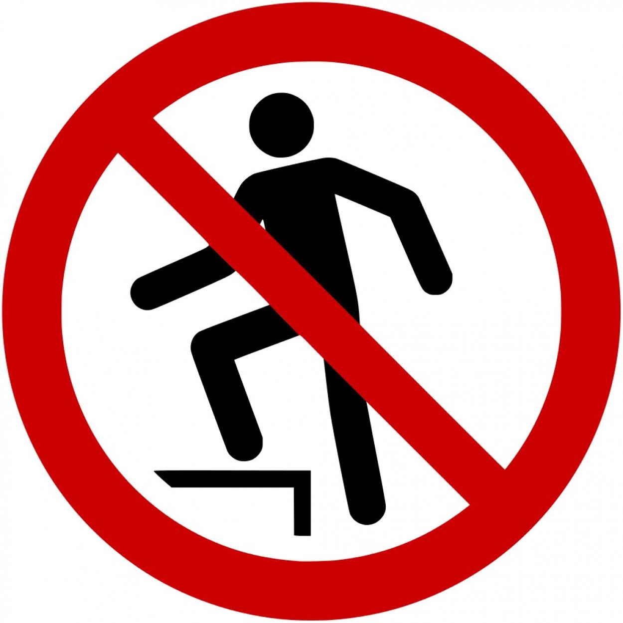 Aufkleber Verbotszeichen Schild "Aufsteigen verboten" Folie ISO 7010 Ø5-30cm rot