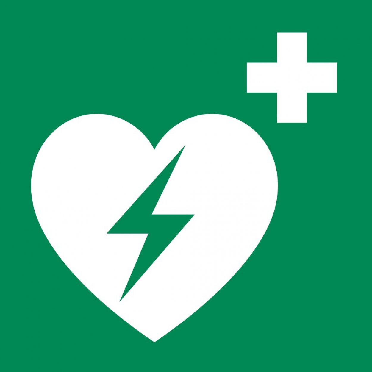 Aufkleber Rettungszeichen "AED" Defi Symbol Schild 5-40cm Folie ISO 7010