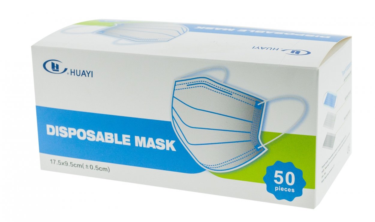50 Stück Mund- und Nasenschutz Vlies 3-lagig unsteril hautfreundlich mit Gummibändern und Nasenbügel | blau von MBS-Trading
