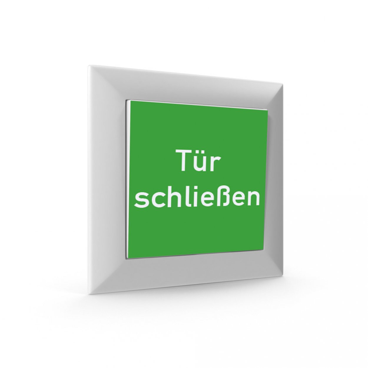 2 Stück Aufkleber für Taster Tür Schalter "Tür schließen" 52x52mm Folie grün made by MBS-SIGNS in Germany