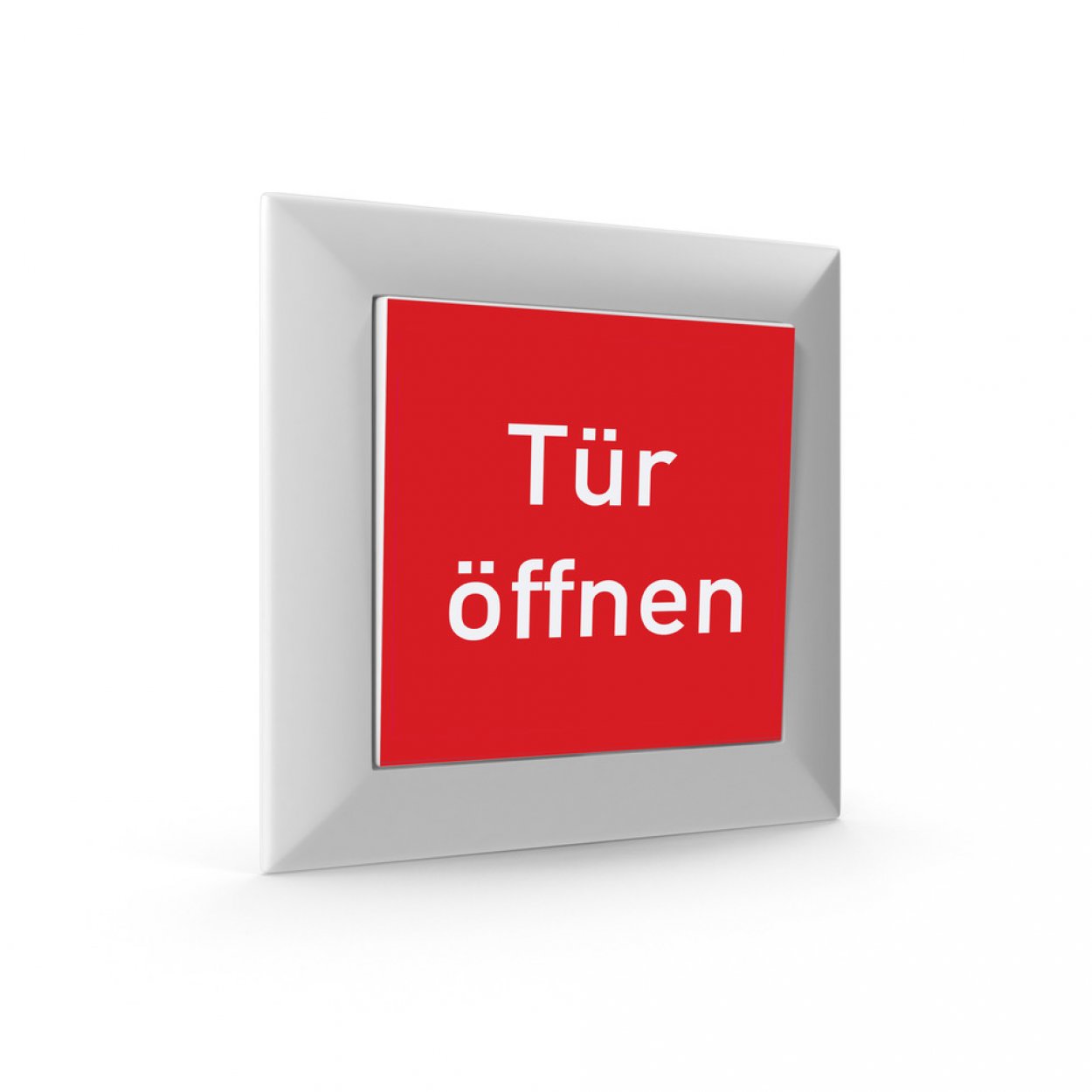 2 Stück Aufkleber für Taster Tür Schalter "Tür öffnen" 52x52mm Folie rot made by MBS-SIGNS in Germany