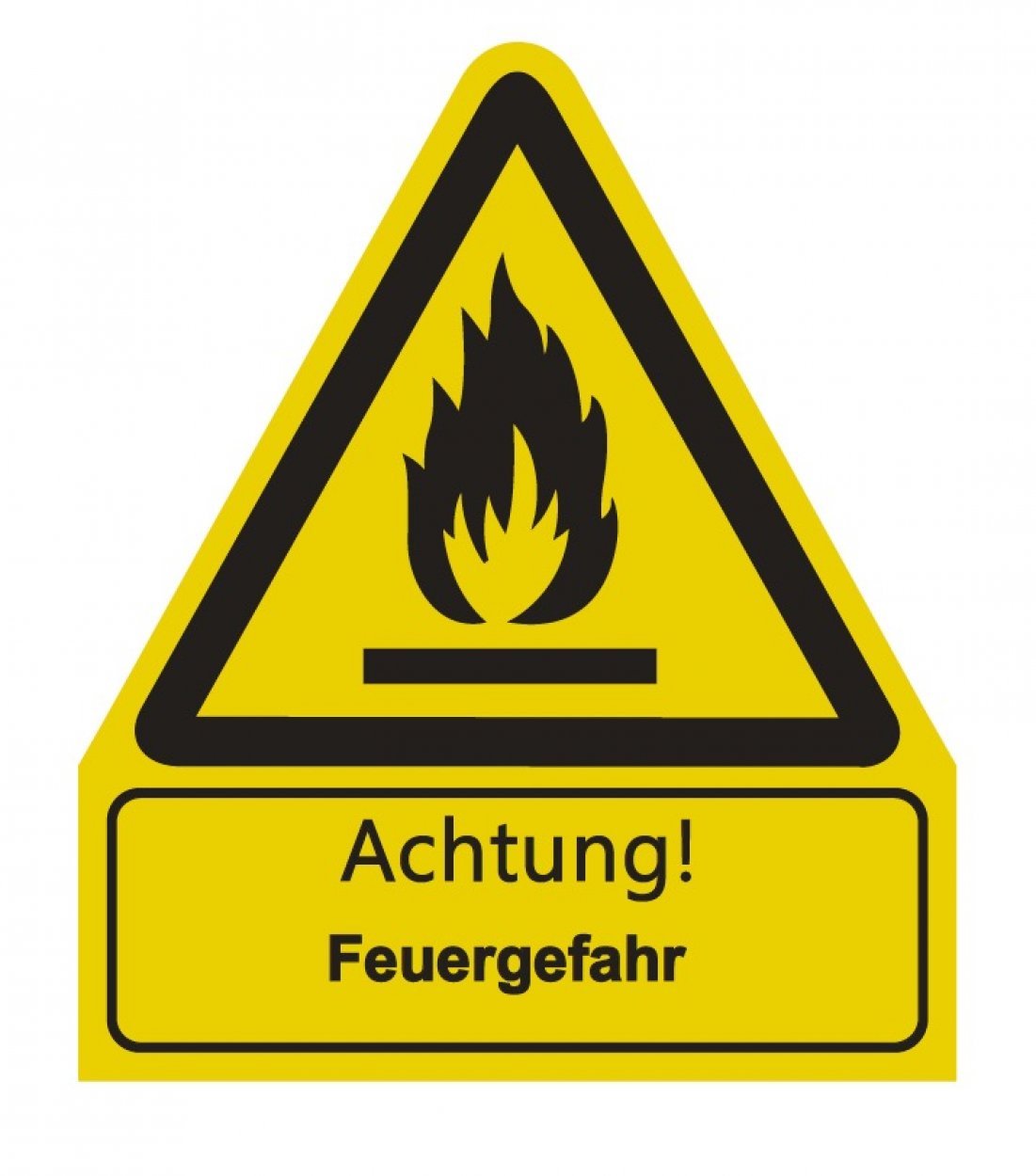 Aufkleber "Achtung Feuergefahr" Warnung Warnschild ISO 7010 210x245mm signalgelb