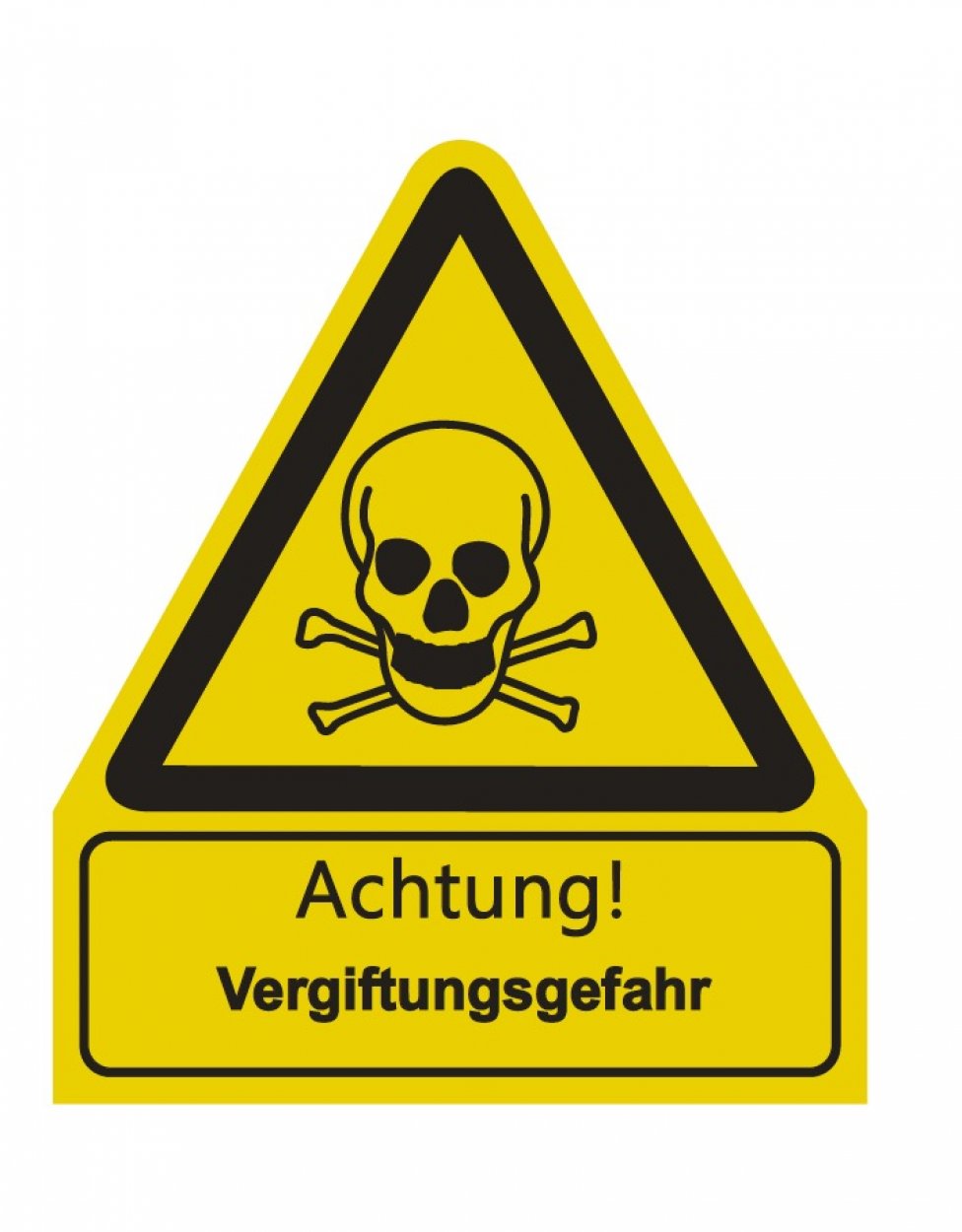 Aufkleber "Achtung Vergiftungsgefahr" Warnschild ISO 7010 210x245mm signalgelb