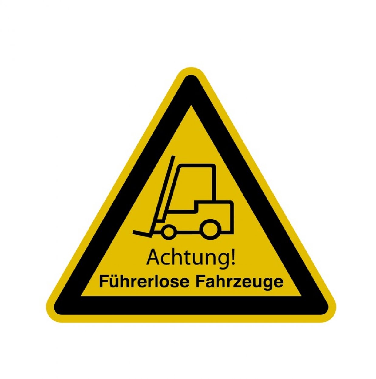 Warnaufkleber Dreieck Schild "Achtung! Führerlose Fahrzeuge" gelb SL 5-30cm gelb