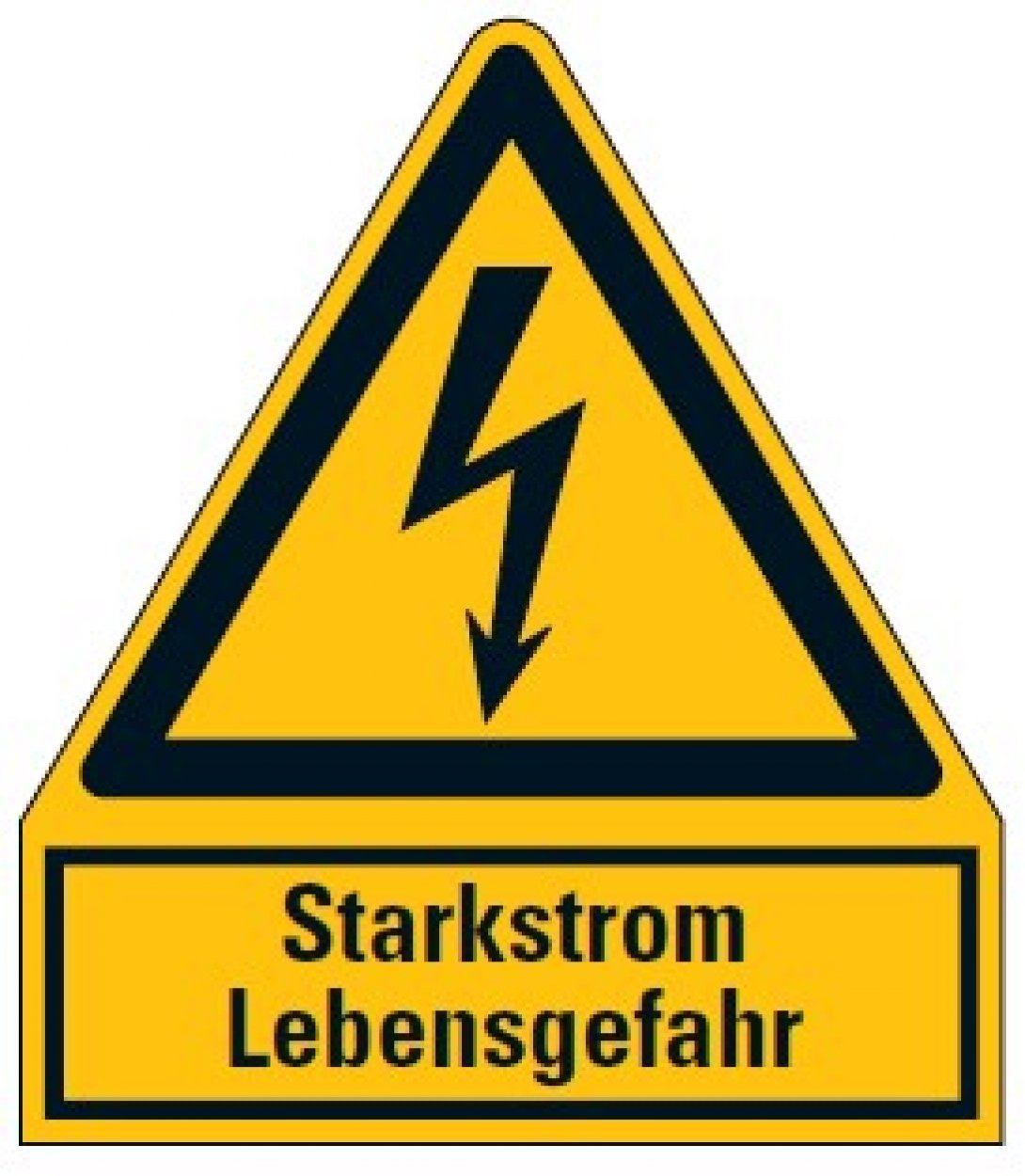 Aufkleber "Starkstrom Lebensgefahr" Warn Schild ISO 7010 210x245mm signalgelb