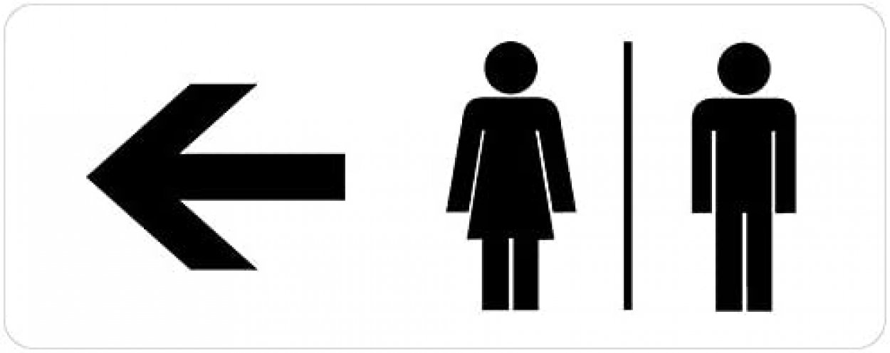 Aufkleber "Frau/Mann mit Pfeil nach links oder rechts" Hinweis Schild 128x50mm
