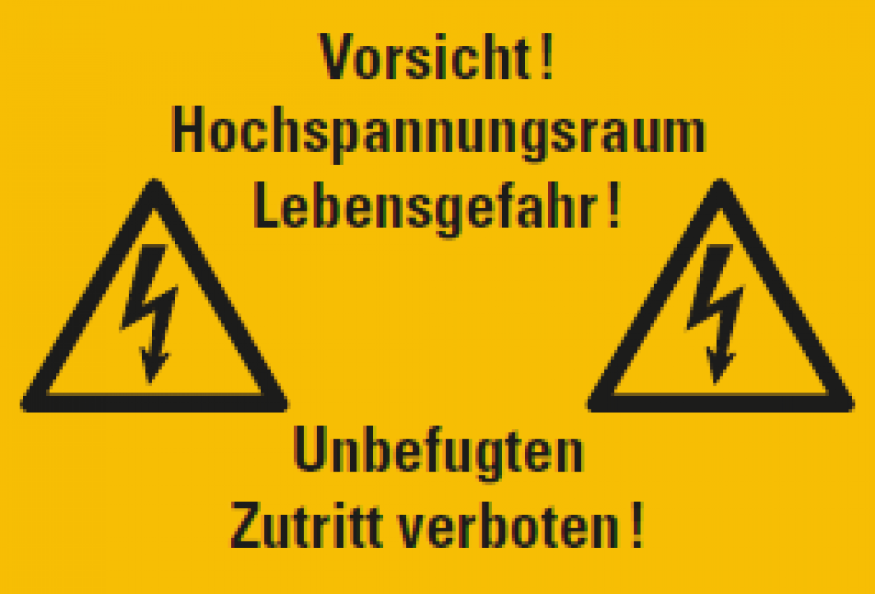 Aufkleber "Vorsicht! Hochspannungsraum.." Warnung Verbot ISO 7010 Schild 20x30cm