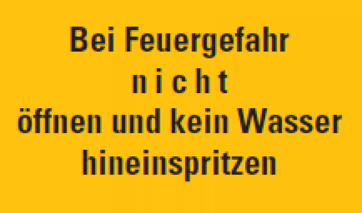 Aufkleber „Bei Feuergefahr nicht öffnen..“ ISO 7010 Etikett, signalgelb | 20x30cm Aufkleber „Bei Feuergefahr nicht öffnen..“ ISO 7010 Etikett, signalgelb | 20x30cm