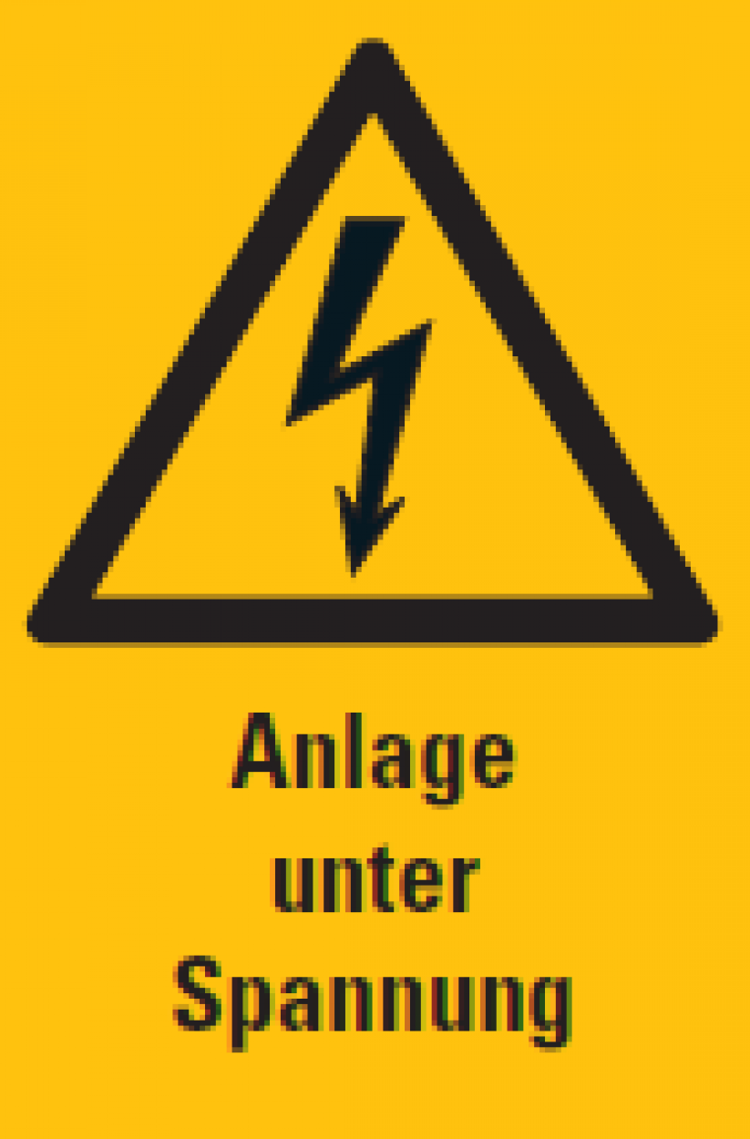Aufkleber "Anlage unter Spannung" ISO 7010 Warnung Schild 20x30cm, signalgelb