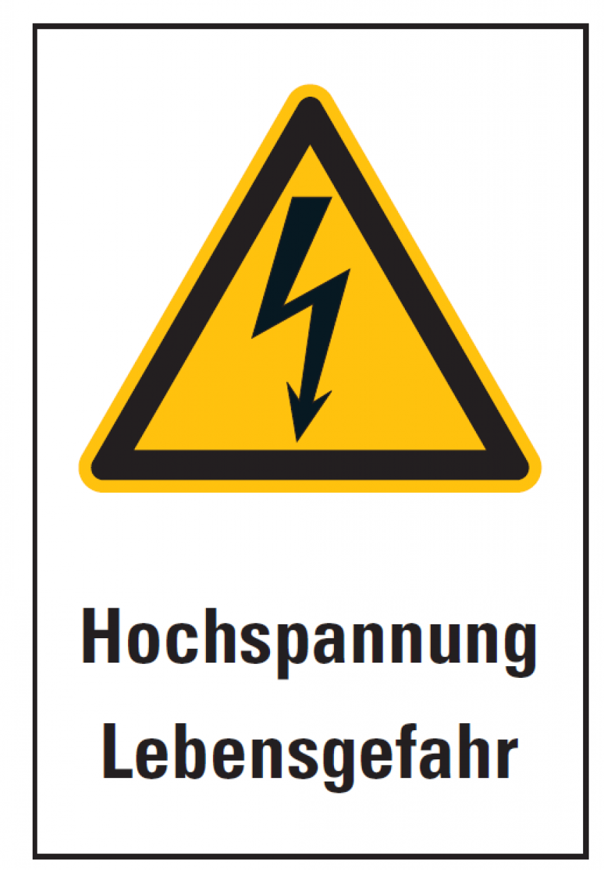 Warnaufkleber "Hochspannung Lebensgefahr" ISO 7010 Schild Folie 20x30cm