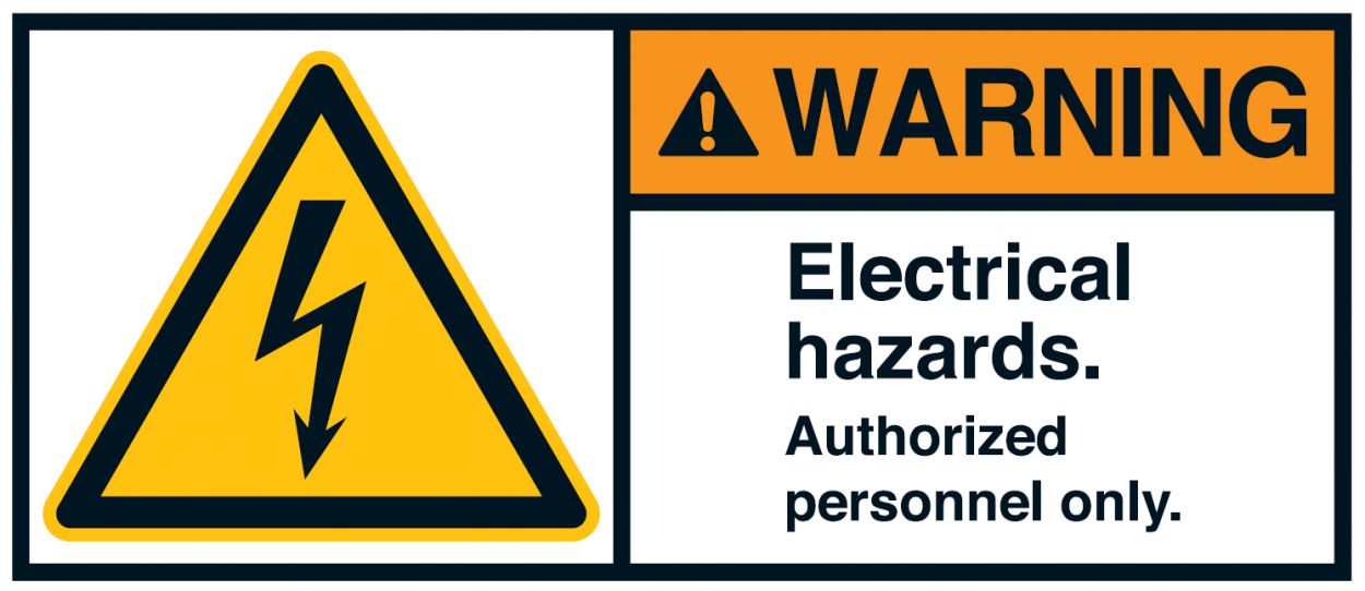 Warnaufkleber "WARNING! Electrical hazards. Authorized p.."35x80/45x100/70x160mm