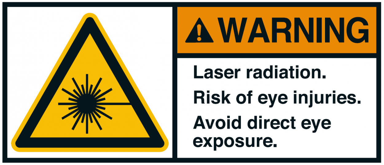 Warnaufkleber "WARNING Laser radiation Risk of eye.." 35x80/45x100/70x160mm 