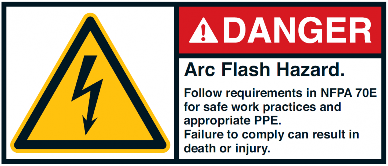 Warnaufkleber "DANGER Arc Flash Hazard. Follow require.." 35x80/45x100/70x160mm