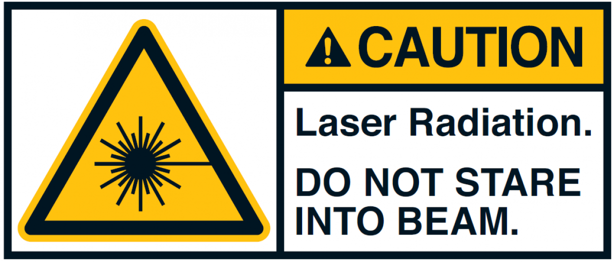 Warnaufkleber"CAUTION Laser Radiation. DO NOT STARE INTO.."35x80/45x100/70x160mm