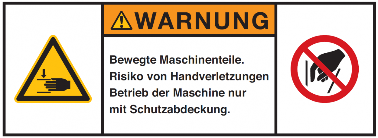 Warnaufkleber"WARNUNG Bewegte Maschinenteil.."Schild Folie 35x80/45x100/70x160mm