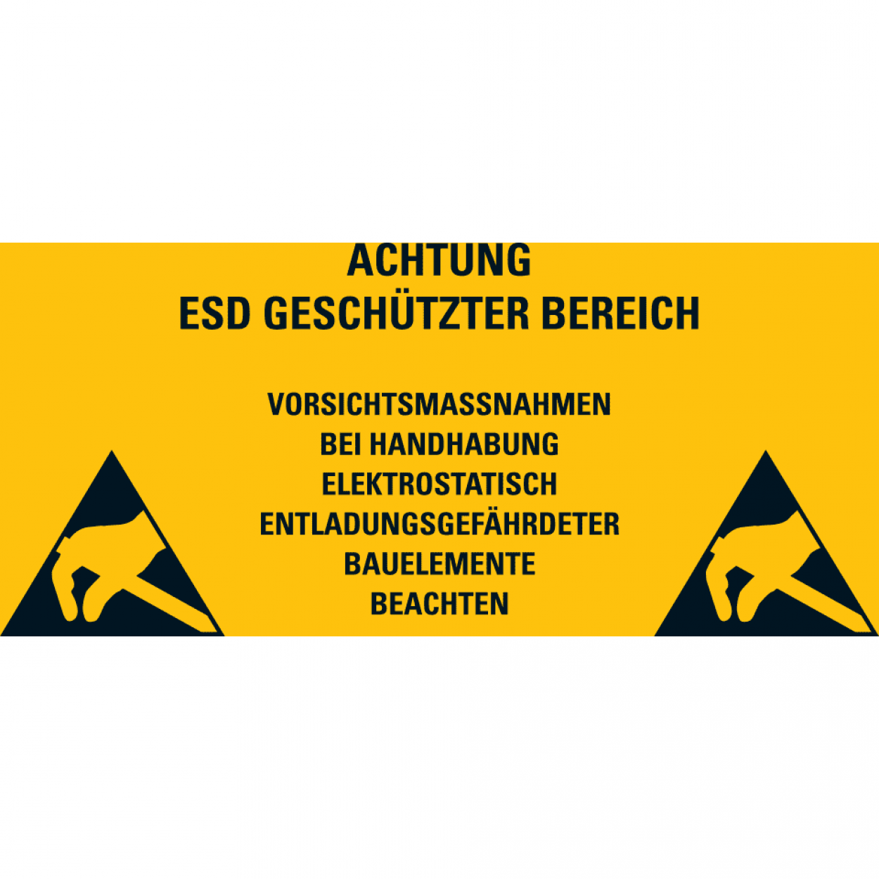 Aufkleber "Achtung ESD geschützter Bereich" Warnung Schild 300x600mm, gelb
