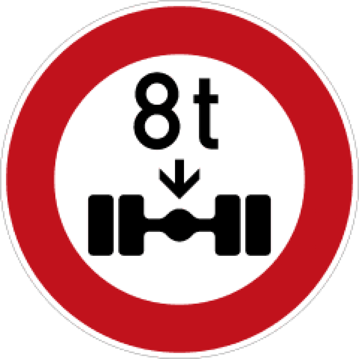 Aufkleber "Verbot für Fahrzeuge deren tatsächliche Achslast 8t übers.." Ø5-30cm