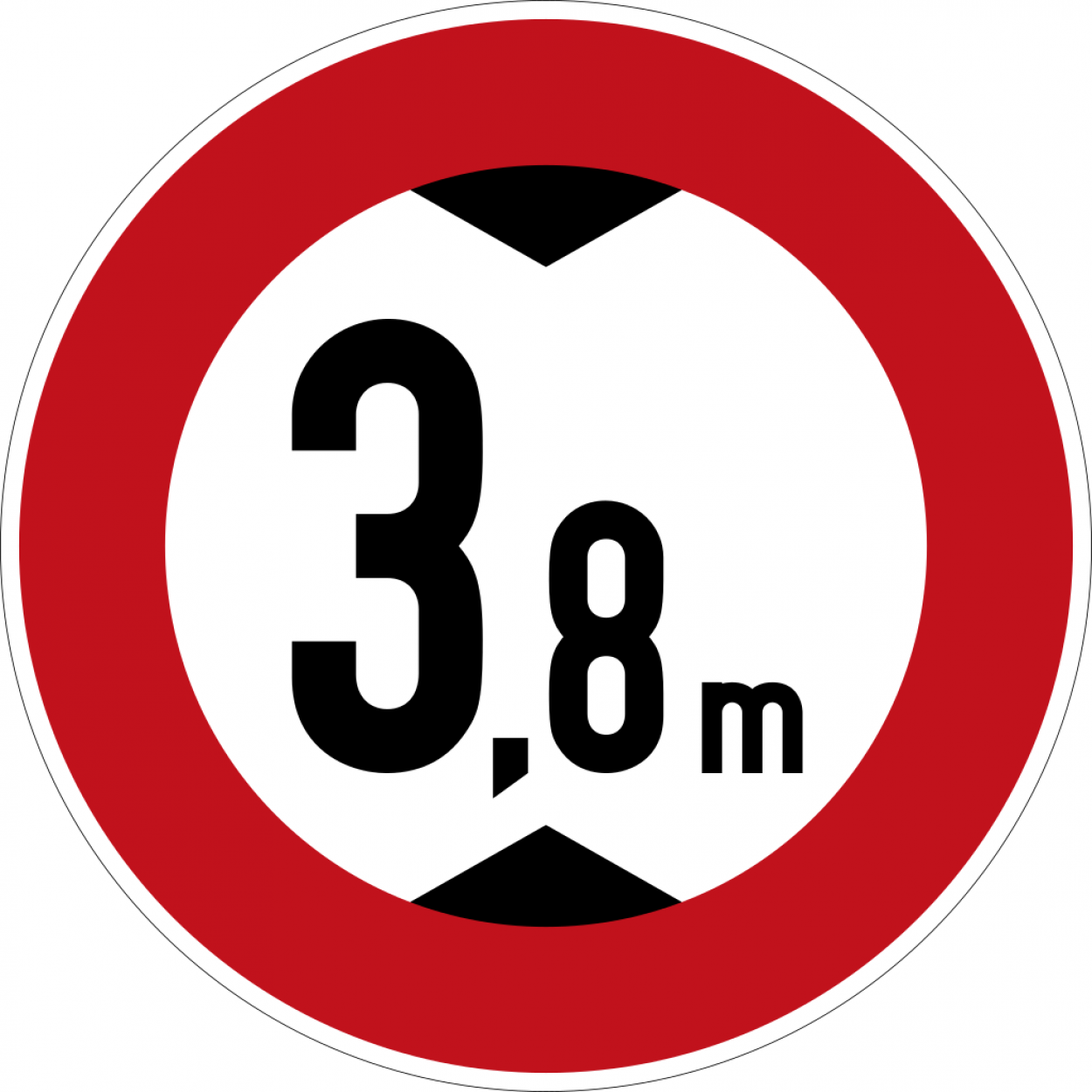 Aufkleber "Verbot für Fahrzeuge deren Höhe 3,8m überschreitet" Schild Ø5-30cm