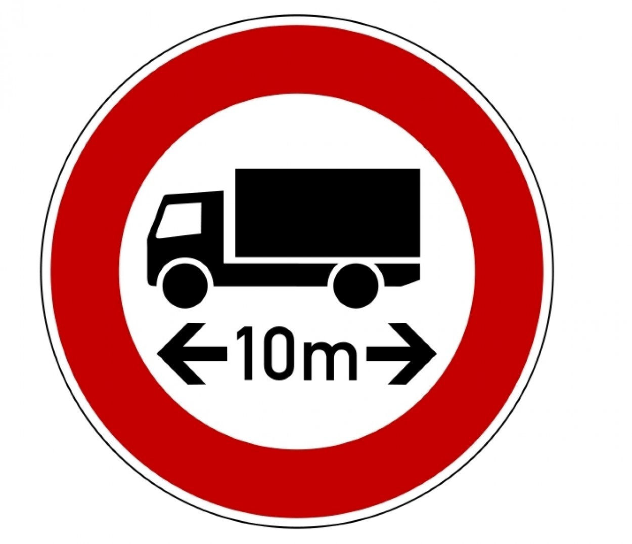 Aufkleber "Verbot für Fahrzeuge deren Länge 10m überschreitet" Schild Ø5-30cm