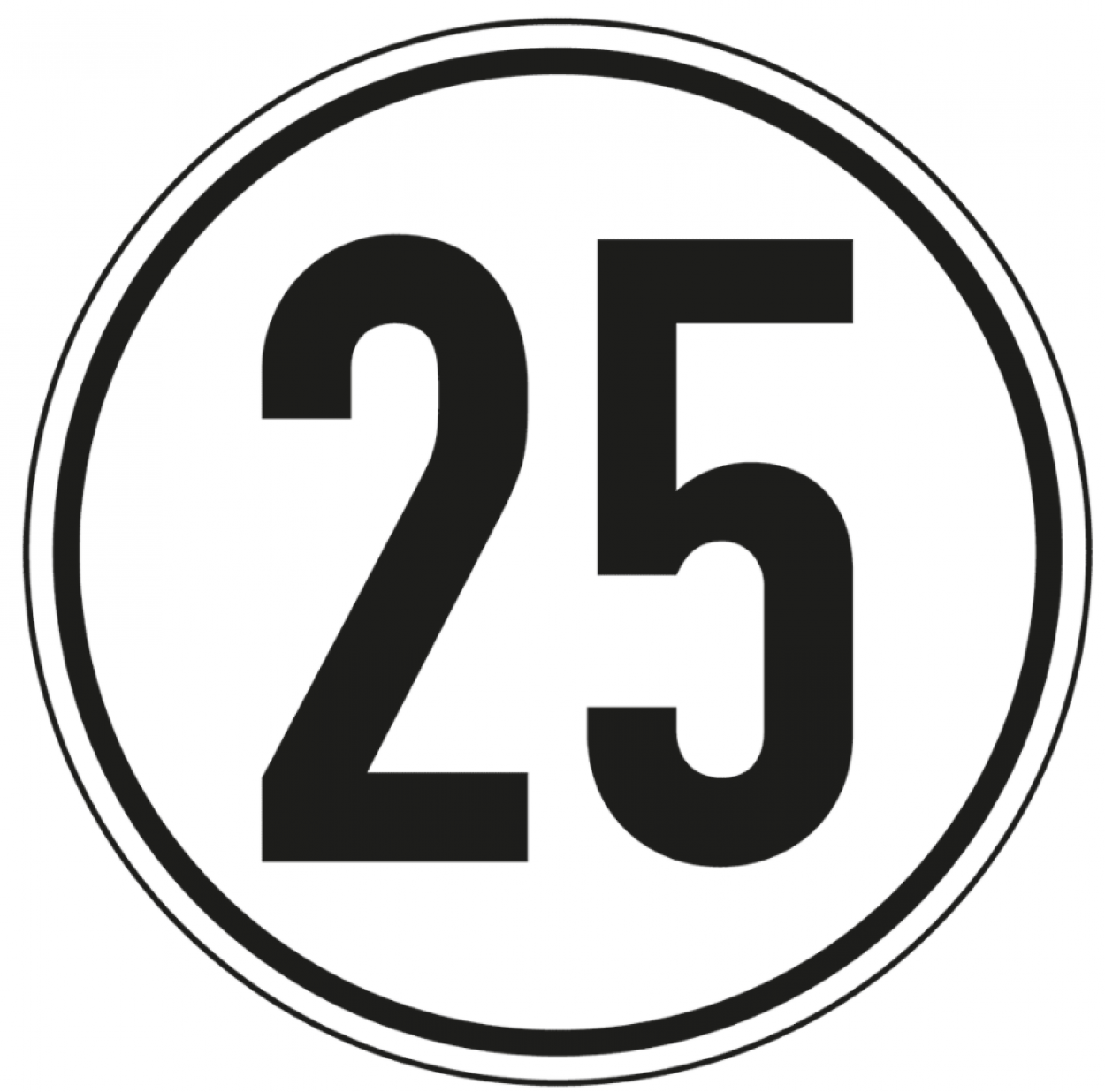 Aufkleber Geschwindigkeits-Schild "25 km/h" Folie gemäß StVZO § 58 | Ø5-30cm