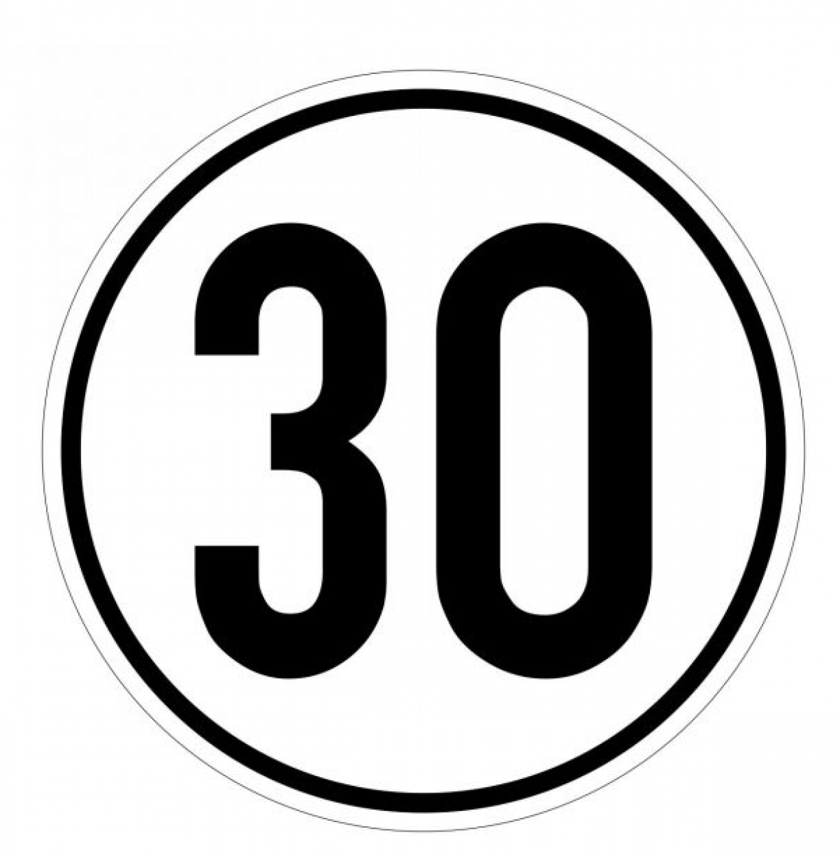 Aufkleber Geschwindigkeits-Schild "30 km/h" Folie gemäß StVZO § 58 | Ø5-30cm
