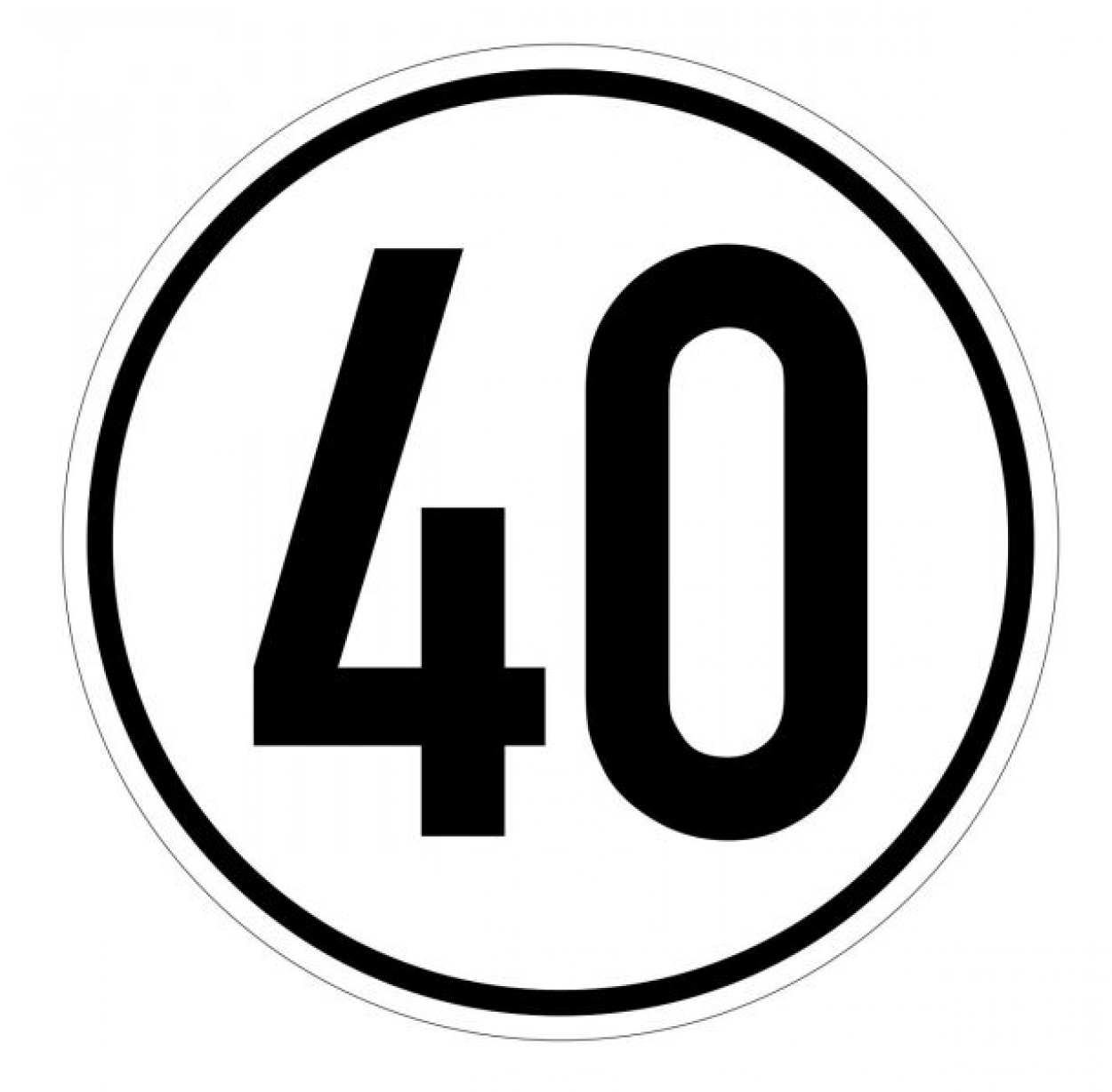 Aufkleber Geschwindigkeits-Schild "40 km/h" Folie gemäß StVZO § 58 | Ø5-30cm