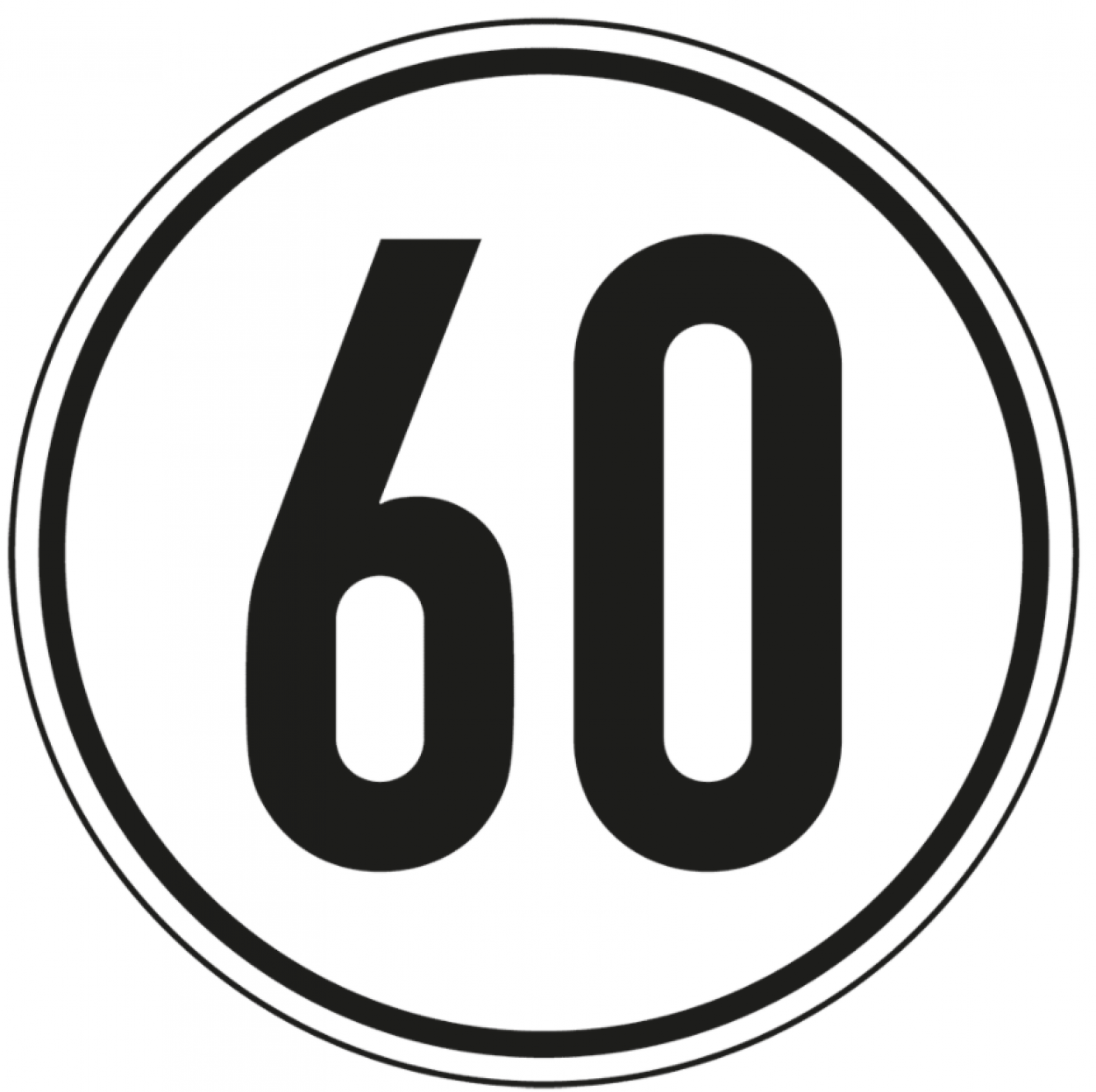 Aufkleber Geschwindigkeits-Schild "60 km/h" Folie gemäß StVZO § 58 | Ø5-30cm