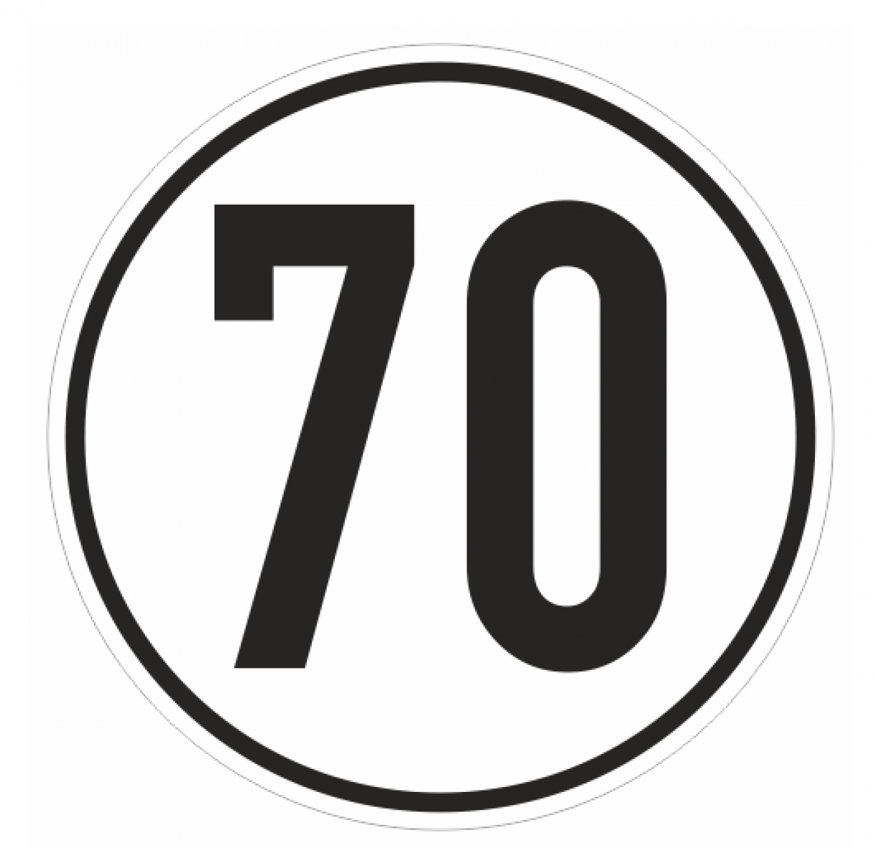Aufkleber Geschwindigkeits-Schild "70 km/h" Folie gemäß StVZO § 58 | Ø5-30cm