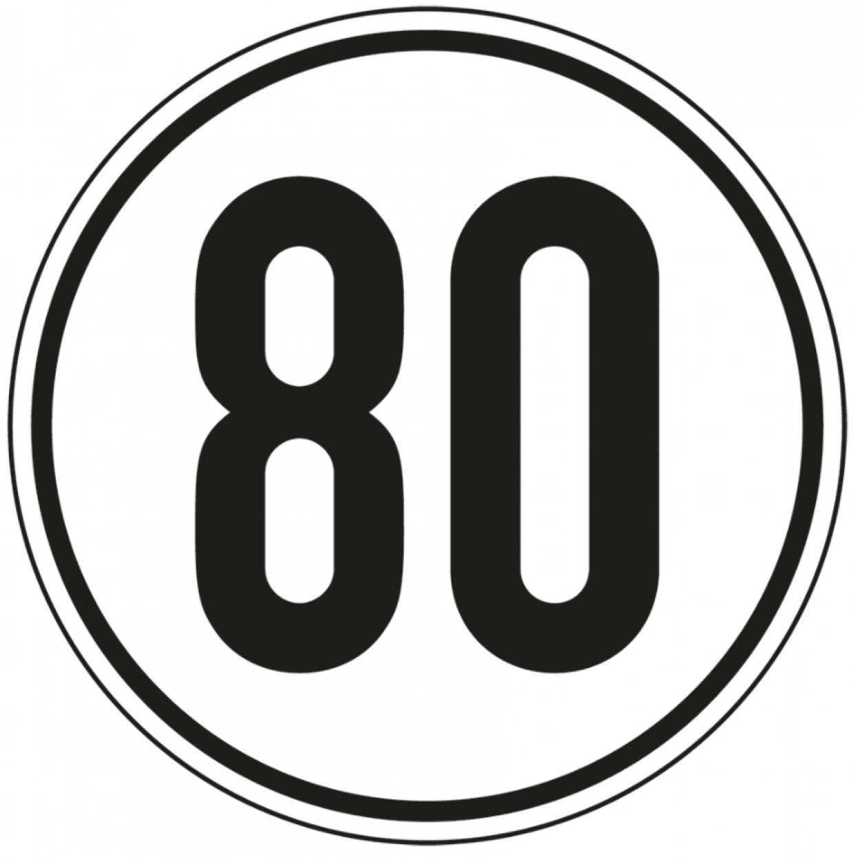 Aufkleber Geschwindigkeits-Schild "80 km/h" Folie gemäß StVZO § 58 | Ø5-30cm