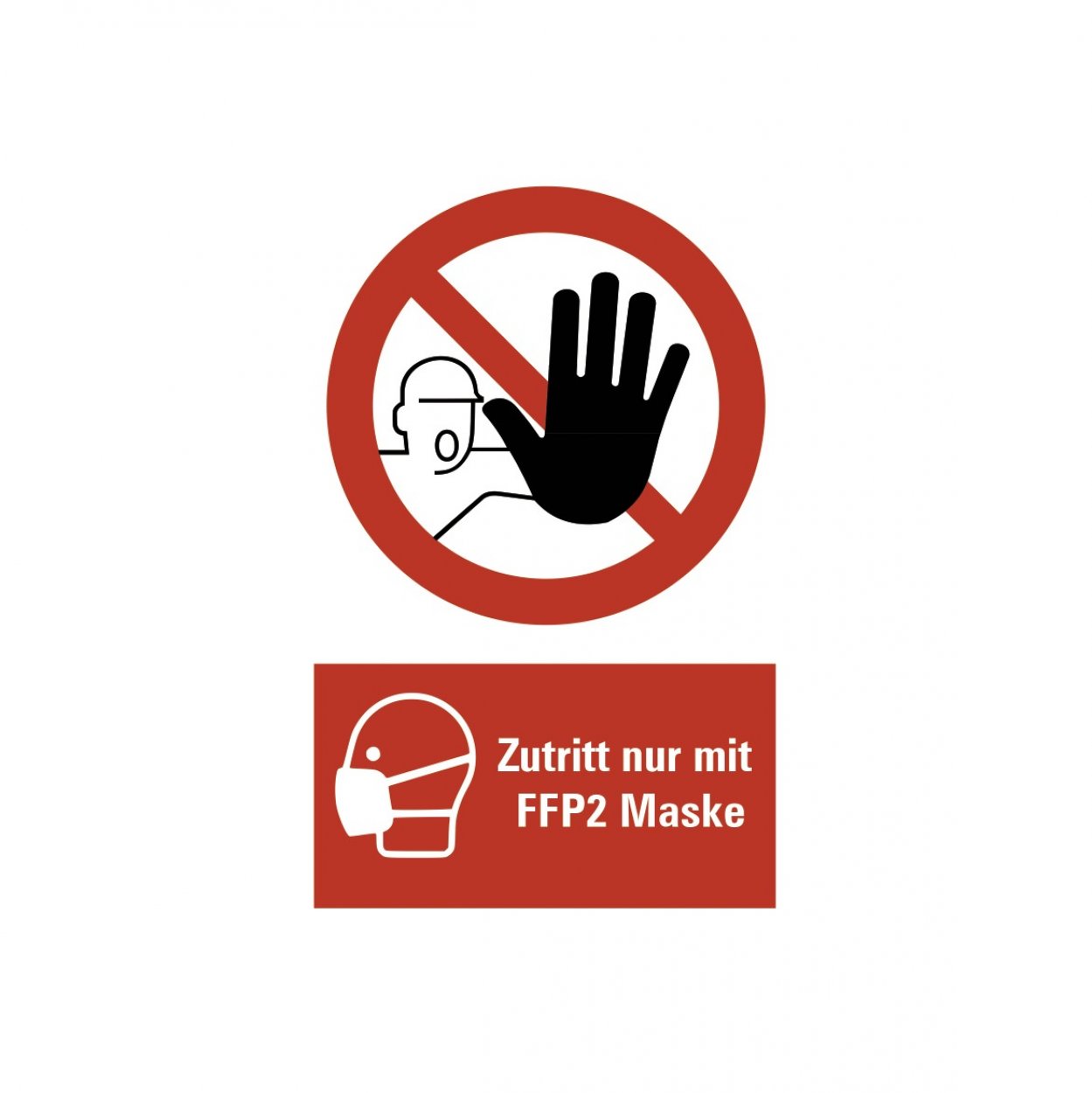 Aufkleber Warnung "Zutritt nur mit FFP Maske" Hinweis Verbot Schild Folie | rot