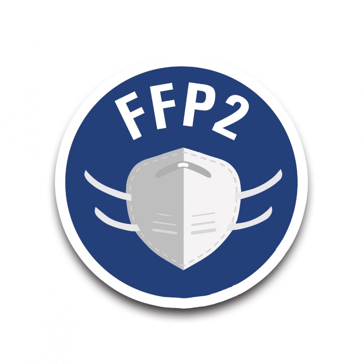 Aufkleber Hinweis "FFP-Maske benutzen" Gebot Schild Folie Ø5-40cm | blau