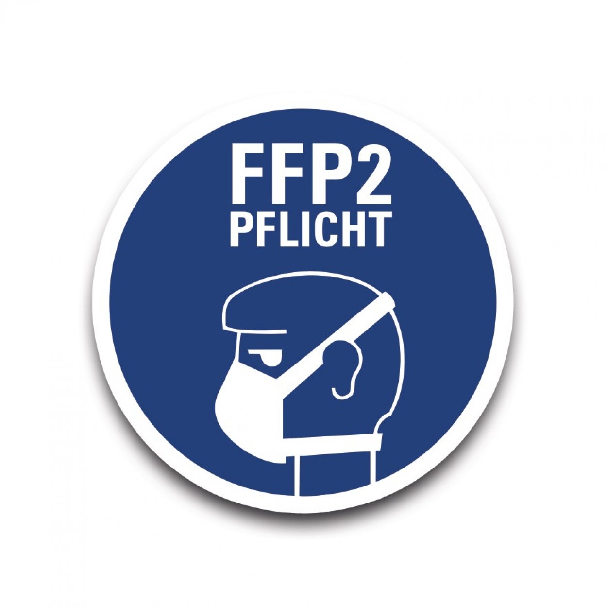 Aufkleber Hinweis "FFP-Maske PFLICHT" Schild Folie Ø5-40cm | blau