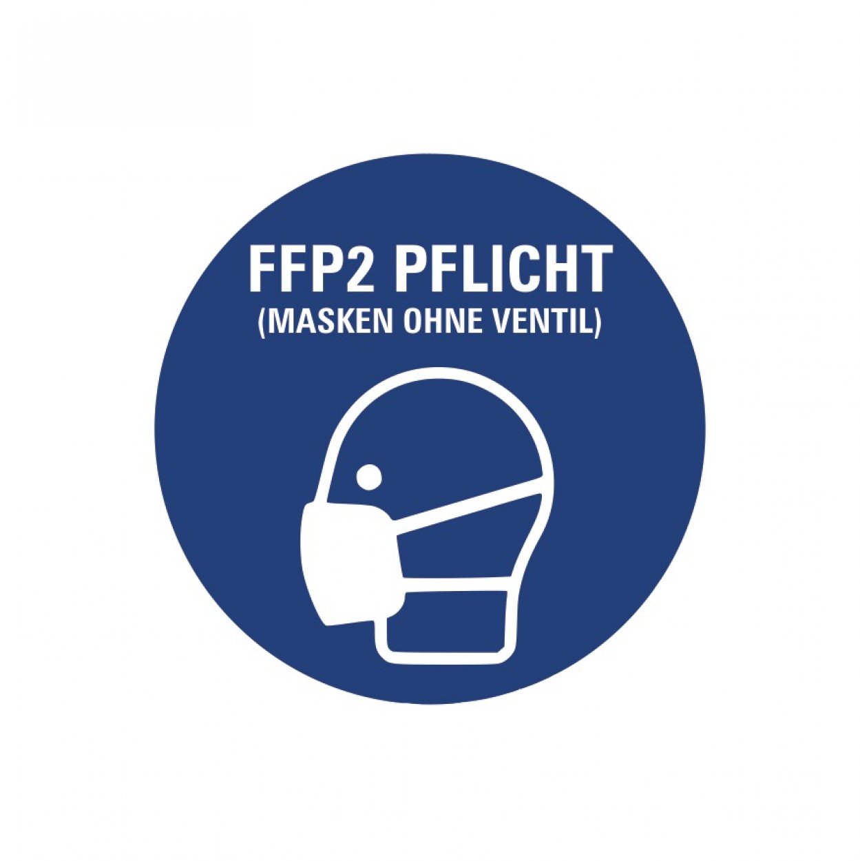 Aufkleber Hinweis "FFP PFLICHT (MASKEN OHNE VENTIL)" Schild Folie Ø5-40cm | blau