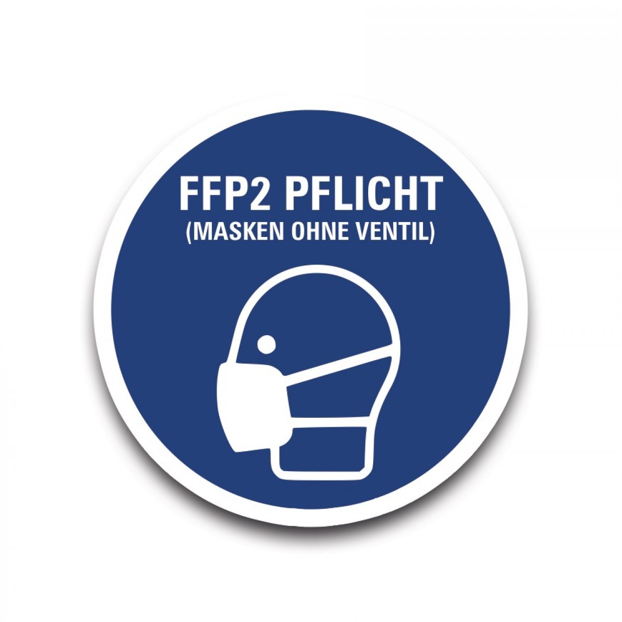 Aufkleber Hinweis "FFP PFLICHT (MASKEN OHNE VENTIL)" Schild Folie Ø5-40cm | blau