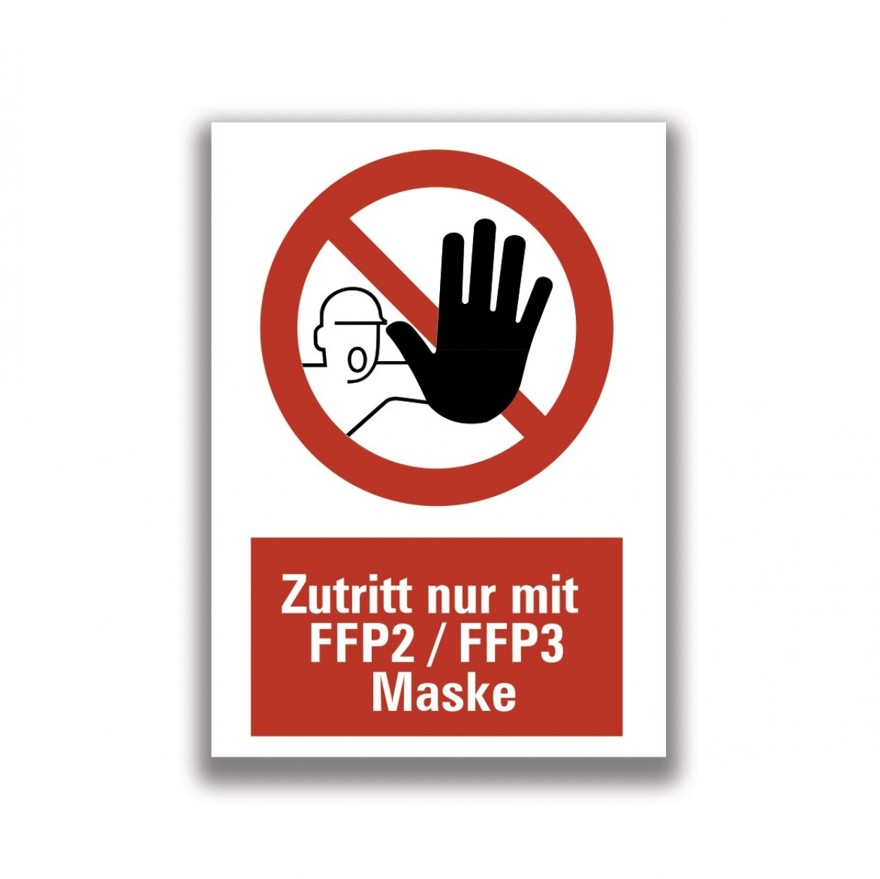 Aufkleber Verbot "Zutritt nur mit FFP-Maske" Hinweis Schild Folie | rot
