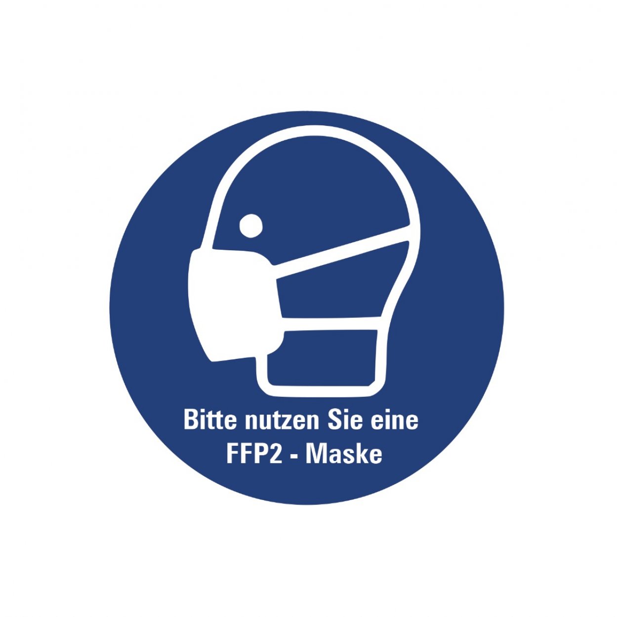 Aufkleber "Bitte tragen Sie eine FFP-Maske" ähnl. ISO 7010 Folie Ø5-40cm | blau