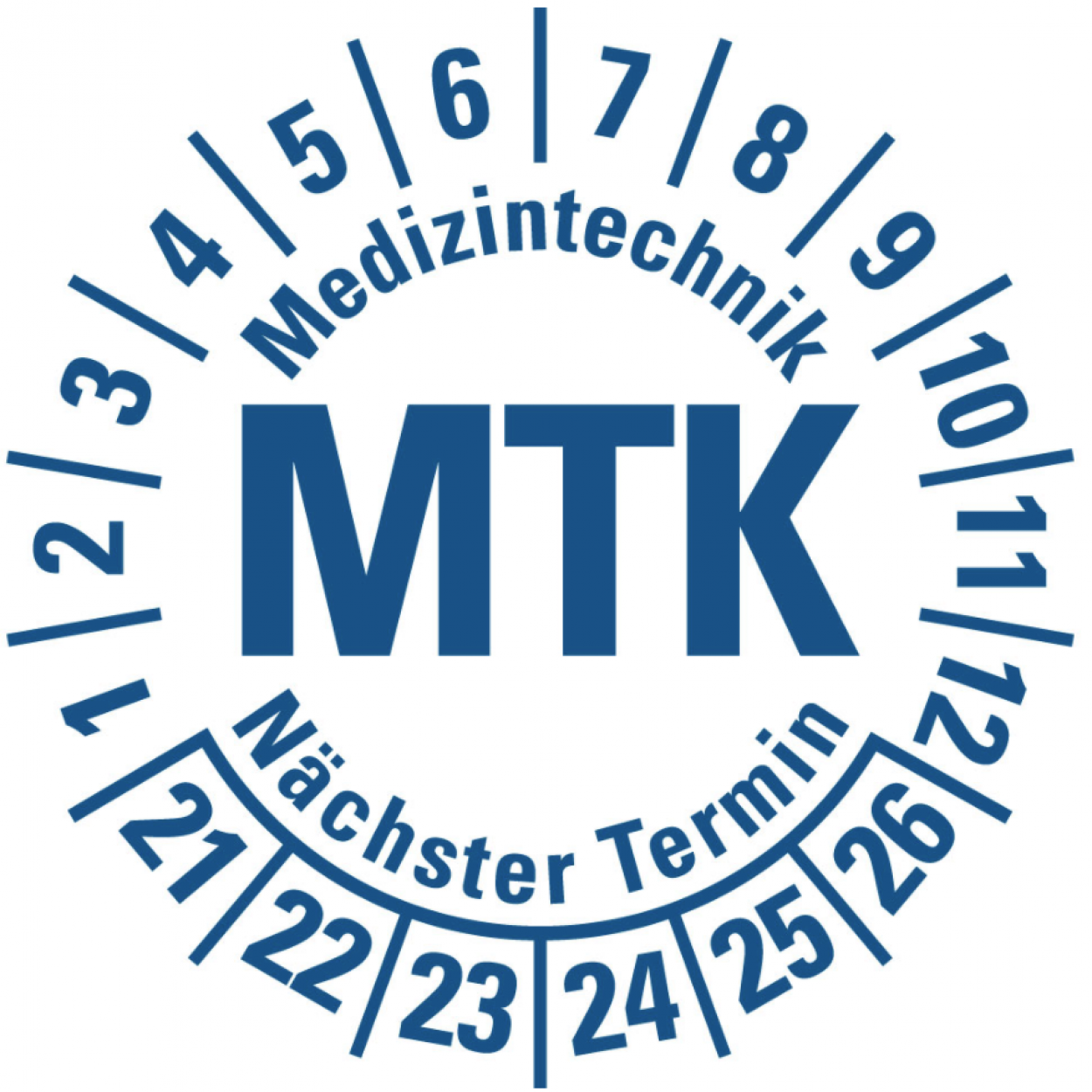 100x Mehrjahresprüfplakette „MTK 21-26“ Etikett Aufkleber, weiß/blau | Ø 15-40 mm 100x Mehrjahresprüfplakette „MTK 21-26“ Etikett Aufkleber, weiß/blau | Ø 15-40 mm